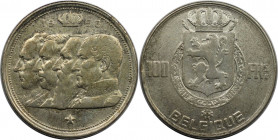 Europäische Münzen und Medaillen, Belgien / Belgium. Leopold III (1934-1950). 100 Francs 1950. 18,0 g. 0.835 Silber. 0.48 OZ. KM 138.1. Fast Vorzüglic...