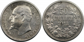 Europäische Münzen und Medaillen, Bulgarien / Bulgaria. Ferdinand I. 50 Stotinki 1913. Silber. KM 30. Vorzüglich