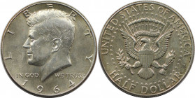 Weltmünzen und Medaillen, Vereinigte Staaten / USA / United States. Kennedy Half Dollar 1964. Silber. KM 202. Fast Vorzüglich