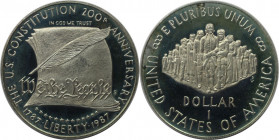 Weltmünzen und Medaillen, Vereinigte Staaten / USA / United States. 200 Jahre Verfassung der Vereinigten Staaten von Amerika. 1 Dollar 1987 S. 26,73 g...