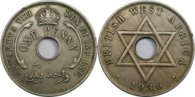 Weltmünzen und Medaillen, Westafrika / Western African. Britisch-Westafrika. Eduard VIII. 1 Penny 1936 H, Heaton, Birmingham. Kupfer-Nickel. KM 16. Vo...