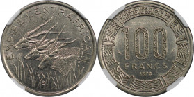 Weltmünzen und Medaillen, Zentralafrikanische Republik / Central African Republic. Bokassa I. 100 Francs 1978. Nickel. KM 8. NGC MS 62