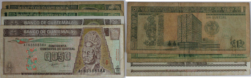 Banknoten, Guatemala, Lots und Sammlungen. ½ Quetzal 1989 (P.65), ½ Quetzal 1996...