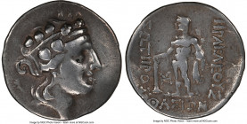 LOWER DANUBE. Imitating Thasos. 2nd-1st centuries BC. AR tetradrachm (31mm, 16.58 gm, 11h). NGC Choice Fine 5/5 - 2/5, edge bends. After 146 BC. Head ...