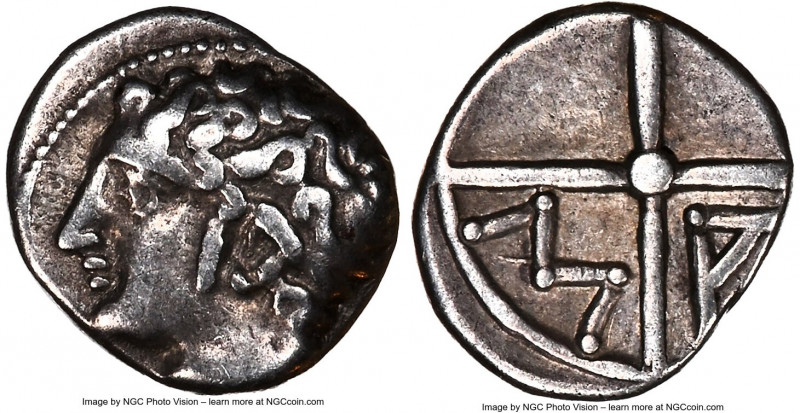 GAUL. Massalia. Ca. 1st century BC. AR obol (9mm). NGC Choice VF. Bare head of A...