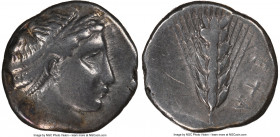 LUCANIA. Metapontum. Ca. 430-400 BC. AR stater (21mm, 7.84 gm, 1h). NGC VF 5/5 - 2/5, graffito. Head of Demeter right, hair rolled and bound tightly b...