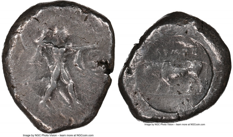 LUCANIA. Poseidonia. Ca. 470-420 BC. AR stater (20mm, 10h). NGC Choice Fine. ΠΟΣ...