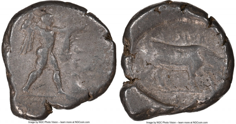 LUCANIA. Poseidonia. Ca. 470-420 BC. AR stater (19mm, 10h). NGC Choice Fine. ΠΟΣ...