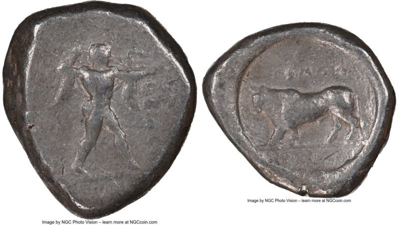 LUCANIA. Poseidonia. Ca. 470-420 BC. AR stater (19mm, 8h). NGC Choice Fine, edge...