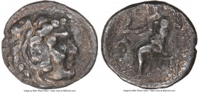 MACEDONIAN KINGDOM. Alexander III the Great (336-323 BC). AR obol (9mm, 0.53 gm, 11h). NGC Choice XF 4/5 - 3/5. Posthumous issue under Seleucus I, Bab...