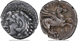 ILLYRIA. Dyrrhachium. C.350-250 BC. AR drachm (or hemidrachm) (13mm, 1.26 gm, 7h). NGC XF 4/5 - 3/5. Head of Heracles left, wearing lion skin headdres...