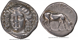 THESSALY. Larissa. Ca. 400-365 BC. AR drachm (19mm, 5.97 gm, 4h). NGC Choice VF 4/5 - 3/5, scratch. Head of the nymph Larissa three-quarter facing lef...