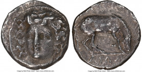 THESSALY. Larissa. Ca. 4th century BC. AR drachm (18mm, 5.46 gm, 12h). NGC Choice XF 5/5 - 2/5. Head of nymph Larissa facing, turned slightly left, we...