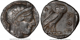 ATTICA. Athens. Ca. 440-404 BC. AR tetradrachm (24mm, 17.19 gm, 3h). NGC Choice AU 5/5 - 5/5. Mid-mass coinage issue. Head of Athena right, wearing ea...