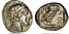 ATTICA. Athens. Ca. 440-404 BC. AR tetradrachm (24mm, 17.20 gm, 4h). NGC Choice AU 5/5 - 4/5. Mid-mass coinage issue. Head of Athena right, wearing ea...