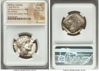 ATTICA. Athens. Ca. 440-404 BC. AR tetradrachm (27mm, 17.16 gm, 4h). NGC Choice AU 5/5 - 4/5. Mid-mass coinage issue. Head of Athena right, wearing ea...