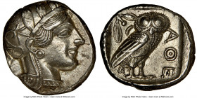 ATTICA. Athens. Ca. 440-404 BC. AR tetradrachm (23mm, 17.19 gm, 10h). NGC Choice AU 5/5 - 4/5. Mid-mass coinage issue. Head of Athena right, wearing e...