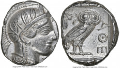 ATTICA. Athens. Ca. 440-404 BC. AR tetradrachm (25mm, 17.17 gm, 6h). NGC Choice AU 5/5 - 4/5. Mid-mass coinage issue. Head of Athena right, wearing ea...