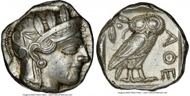 ATTICA. Athens. Ca. 440-404 BC. AR tetradrachm (23mm, 17.21 gm, 7h). NGC Choice AU 5/5 - 4/5, brushed. Mid-mass coinage issue. Head of Athena right, w...