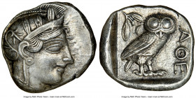 ATTICA. Athens. Ca. 440-404 BC. AR tetradrachm (25mm, 17.22 gm, 12h). NGC Choice AU 5/5 - 3/5. Mid-mass coinage issue. Head of Athena right, wearing e...