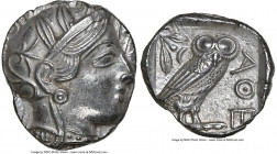 ATTICA. Athens. Ca. 440-404 BC. AR tetradrachm (25mm, 17.15 gm, 8h). NGC Choice AU 4/5 - 4/5. Mid-mass coinage issue. Head of Athena right, wearing ea...