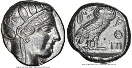 ATTICA. Athens. Ca. 440-404 BC. AR tetradrachm (23mm, 17.18 gm, 9h). NGC AU 5/5 - 4/5. Mid-mass coinage issue. Head of Athena right, wearing earring, ...