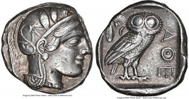 ATTICA. Athens. Ca. 440-404 BC. AR tetradrachm (24mm, 17.18 gm, 7h). NGC Choice XF 5/5 - 4/5. Mid-mass coinage issue. Head of Athena right, wearing ea...
