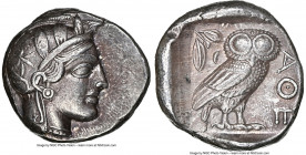 ATTICA. Athens. Ca. 440-404 BC. AR tetradrachm (25mm, 17.17 gm, 5h). NGC XF 5/5 - 4/5. Mid-mass coinage issue. Head of Athena right, wearing earring, ...