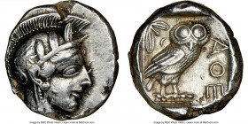ATTICA. Athens. Ca. 440-404 BC. AR tetradrachm (25mm, 17.19 gm, 7h). NGC Choice VF 5/5 - 4/5. Mid-mass coinage issue. Head of Athena right, wearing ea...