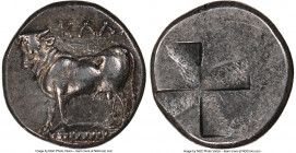 BITHYNIA. Calchedon. Ca. 4th century BC. AR siglos (17mm, 5.31 gm). NGC Choice XF 5/5 - 4/5. Persic standard. KAΛX, bull standing left on grain ear po...