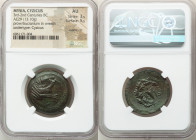 MYSIA. Cyzicus. Ca. 3rd century BC. AE (29mm,13.10gm 11h). NGC AU 3/5 - 5/5, overstruck. Prow to right; overstruck on Kore Sotiera head right, wearing...