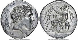 PERGAMENE KINGDOM. Eumenes II (ca. 197-159 BC). AR tetradrachm (32mm, 12h). NGC XF, marks. Laureate head of Philetairus right / ΦIΛETAIΡOY, Athena sea...