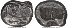 LYDIAN KINGDOM. Croesus (561-546 BC). AR half-stater or siglos (15mm, 5.28 gm). NGC VF 5/5 - 3/5. Sardes mint. Confronted foreparts of lion facing rig...