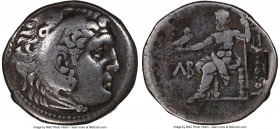 PAMPHYLIA. Perga. Ca. 221-189 BC. AR tetradrachm (29mm, 16.75 gm, 12h). NGC Choice Fine 5/5 - 2/5, countermarked. Late posthumous issue in the name an...
