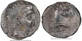 SELEUCID KINGDOM. Antiochus I Soter (281-261 BC). AR/AE fourree drachm (17mm,2.73gm 8h). NGC AU 5/5 - 2/5. Ancient forgery of Aï Khanoum Antiochus I t...