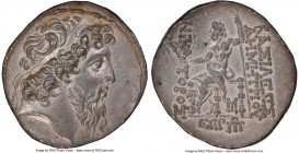 SELEUCID KINGDOM. Demetrius II Nicator, second reign (129-125 BC). AR tetradrachm (30mm, 16.38 gm, 12h). NGC Choice AU 5/5 - 2/5, Fine Style, smoothin...
