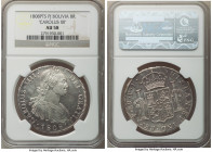 Charles IV 8 Reales 1808 PTS-PJ AU58 NGC, Potosi mint, KM73. "Carolus IIII". Scratch behind head noted for accuracy otherwise superbly struck with exc...