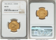 Pedro II gold 10000 Reis 1856 AU55 NGC, Rio de Janeiro mint, KM467. AGW 0.2643 oz. From the "For My Daughters" Collection 

HID09801242017

© 2022 Her...