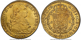 Charles IV gold 8 Escudos 1791 NR-JJ AU Details (Polished) NGC, Nuevo Reino mint, KM62.1. "CAROL IIII" legend. AGW 0.7615 oz. 

HID09801242017

© 2022...