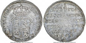 Ferdinand VII silver "Proclamation" Medal of 2 Reales 1808 UNC Details (Cleaned) NGC, Fonrobert-8047. Struck slightly off center, untoned surface. 

H...