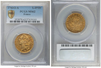 Louis XV gold Louis d'Or 1743-A MS62 PCGS, Paris mint, KM513.1, Fr-464. Well struck and supremely lustrous, with some light haymarking. A very interes...