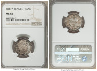 Louis Philippe I Franc 1847-A MS65 NGC, Paris mint, KM748.1. Mottled toning, underlying luster. 

HID09801242017

© 2022 Heritage Auctions | All Right...