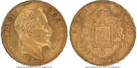 Napoleon III gold 50 Francs 1864-A MS63 NGC, Paris mint, KM804.1, Fr-582. Silken surface with glowing luster. 

HID09801242017

© 2022 Heritage Auctio...