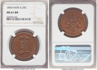 Faustin I 6-1/4 Centimes 1850 MS61 Brown NGC, KM38. Exceptional portrait, chocolate brown surfaces with muted luster. From the "For My Daughters" Coll...