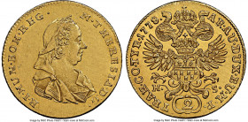 Maria Theresa gold 2 Ducats 1778/7 H-S AU Details (Cleaned) NGC, Karlsburg mint (in Transylvania), cf. KM650 (overdate not listed). Luminescent luster...