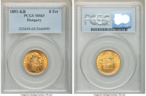 Franz Joseph I gold 20 Francs (8 Forint) 1891-KB MS63 PCGS, Kremnitz mint, KM477. AGW 0.1867 oz. 

HID09801242017

© 2022 Heritage Auctions | All Righ...