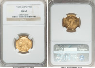 Vittorio Emanuele III gold 50 Lire Anno X (1932)-R MS63 NGC, Rome mint, KM71. Satin surfaces. From the "For My Daughters" Collection 

HID09801242017
...