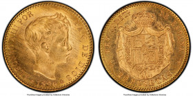 Alfonso XIII gold Restrike 20 Pesetas 1896(62) MP-M MS65 PCGS, Madrid mint, KM709. 

HID09801242017

© 2022 Heritage Auctions | All Rights Reserved