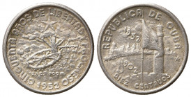 CUBA. 10 Centavos 1952. Ag (2,47 g). SPL