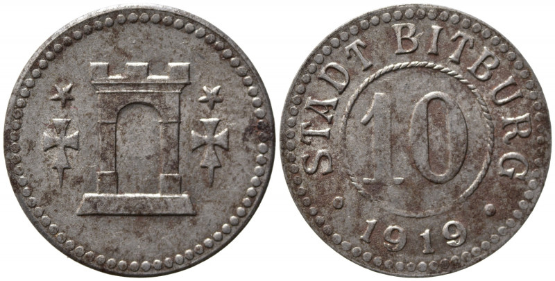 GERMANIA. Notgeld. Bitburg. 10 pfennig 1919. Funck 43.1. qSPL